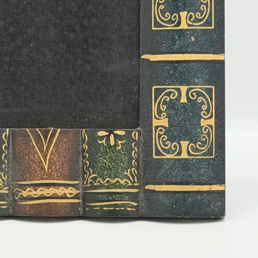 Dark Academia‎ Book Stack Frame 3.5x5 Library Decor Gold Green Study Desk Office